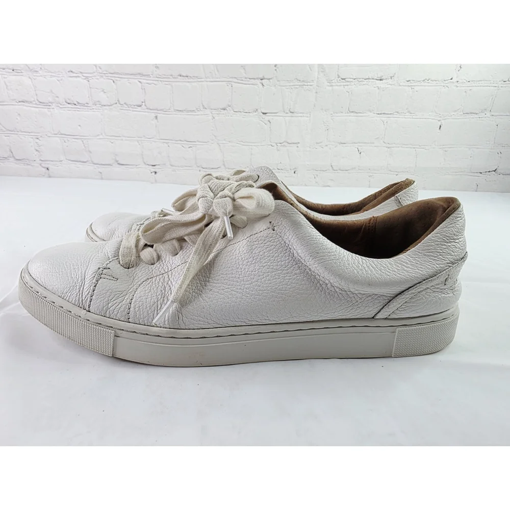 Frye Ivy Low Lace Luxe Tumnled White Leather Sneakers Shoes Women's Size 10